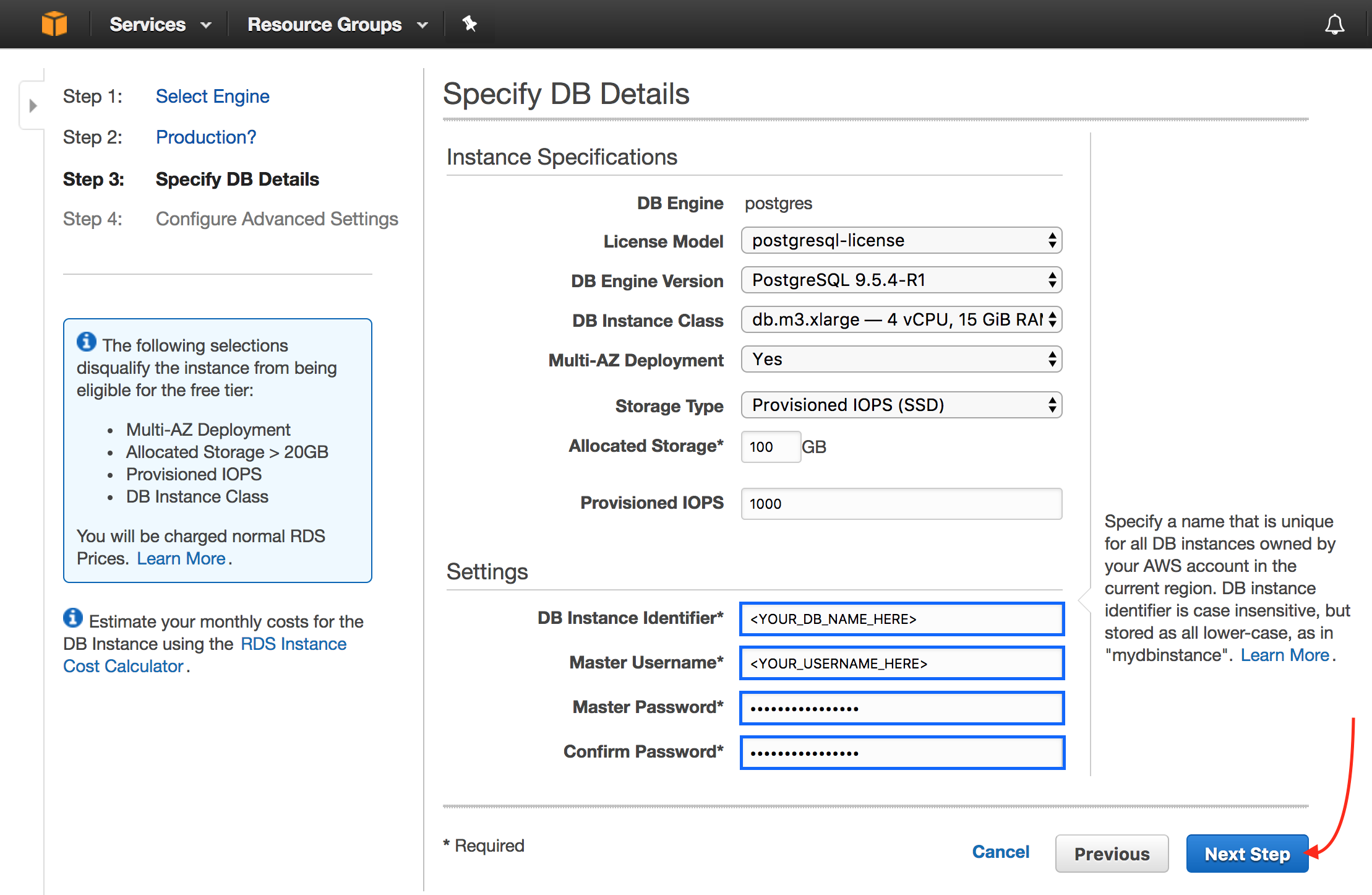 Configure details