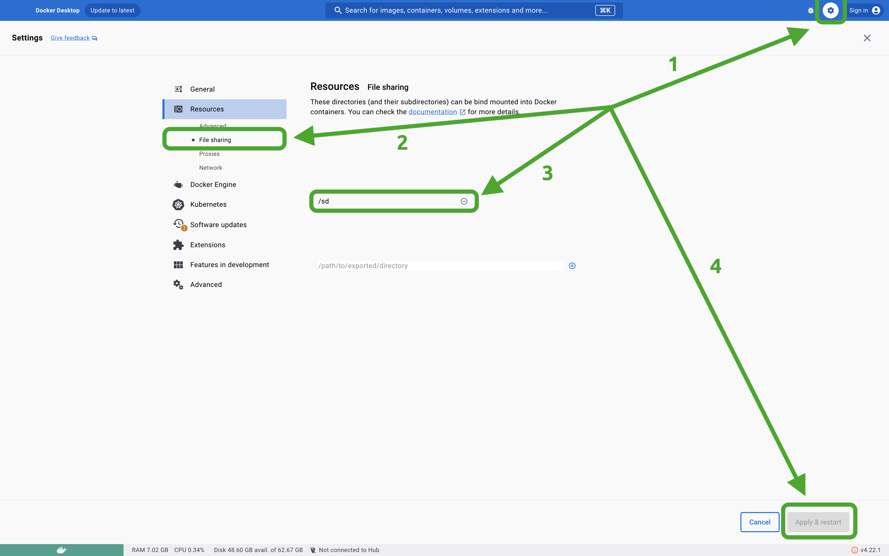 Configuring File Sharing on Docker Desktop