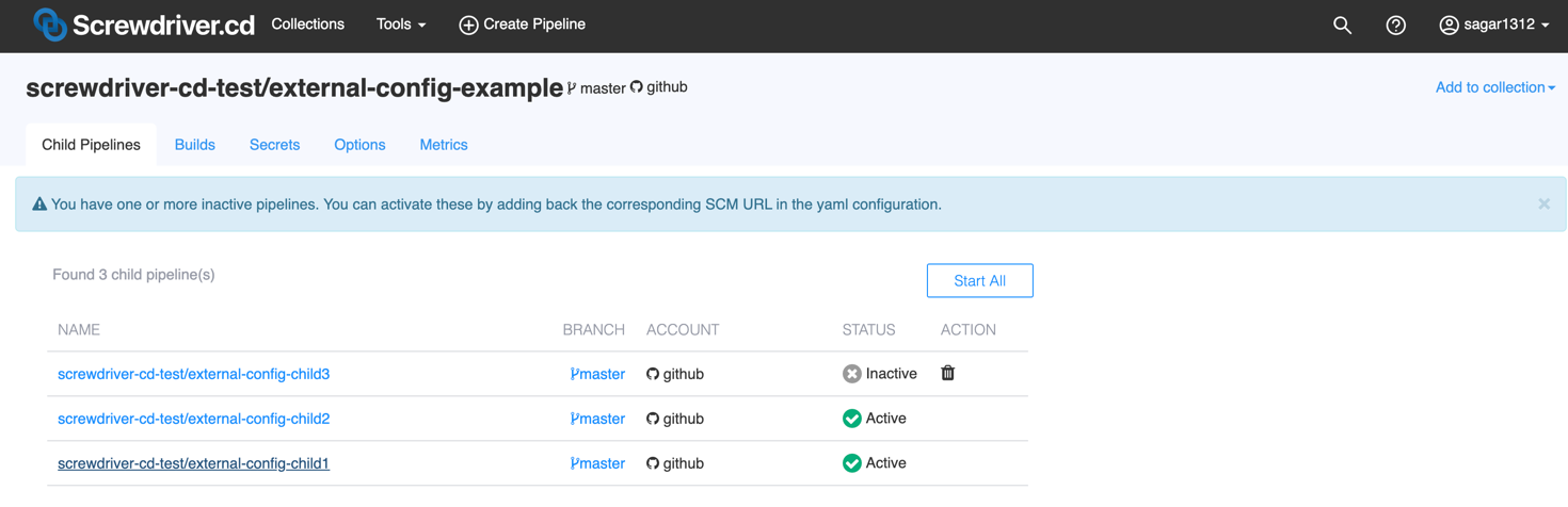 External config parent